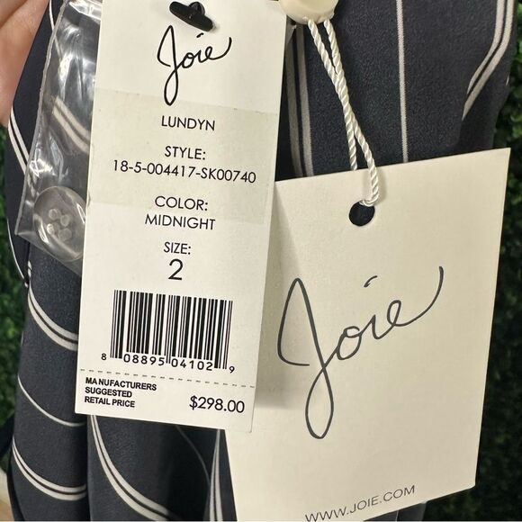 NWT JOIE Womens Stripe LUNDYN Midnight Skirt Career Flowy Navy Sz 2 - Picture 10 of 10